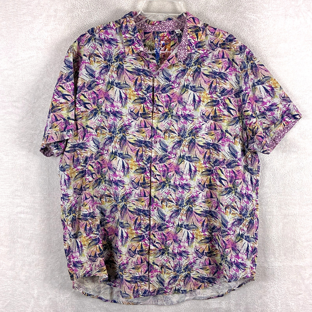 Robert Graham Shirt Mens 2XL Multicolor Rory Linen Blend Tropical Preppy Luxury